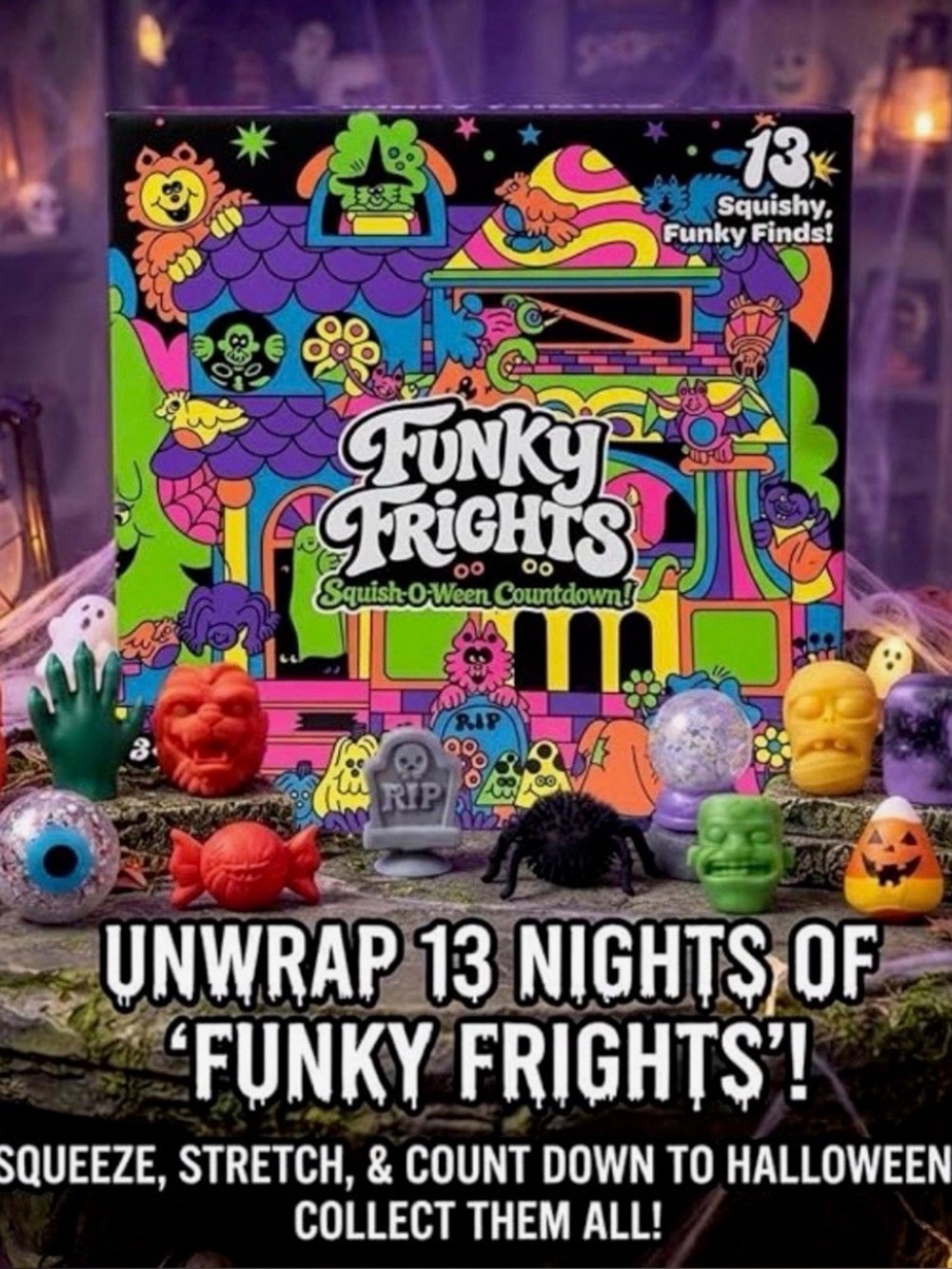 NeeDoh Funky Frights Squish-O-Ween Halloween Advent Calendar New 13 Toys Squishy